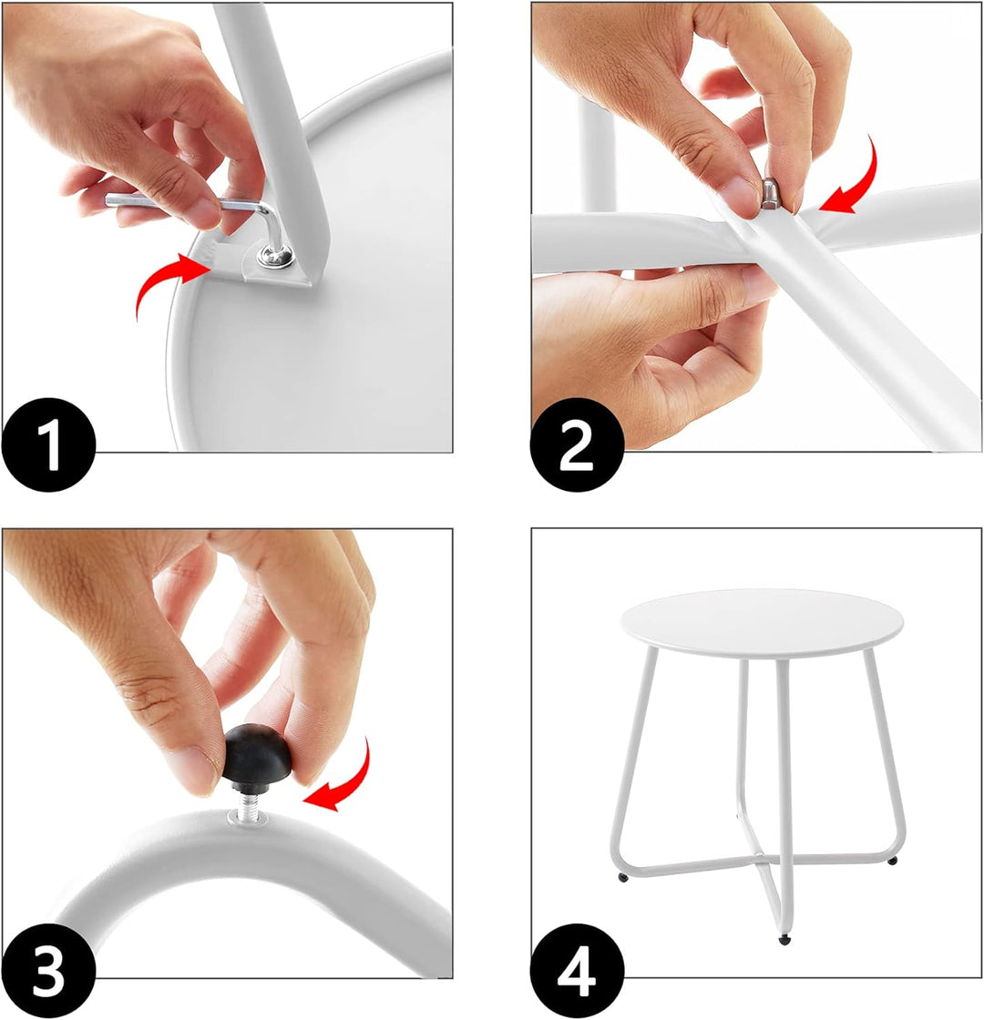 Beistelltisch, Kleiner Beistelltisch Metall, Garten Rund, Couchtish & Kaffeetisch mit Verstellbarer
