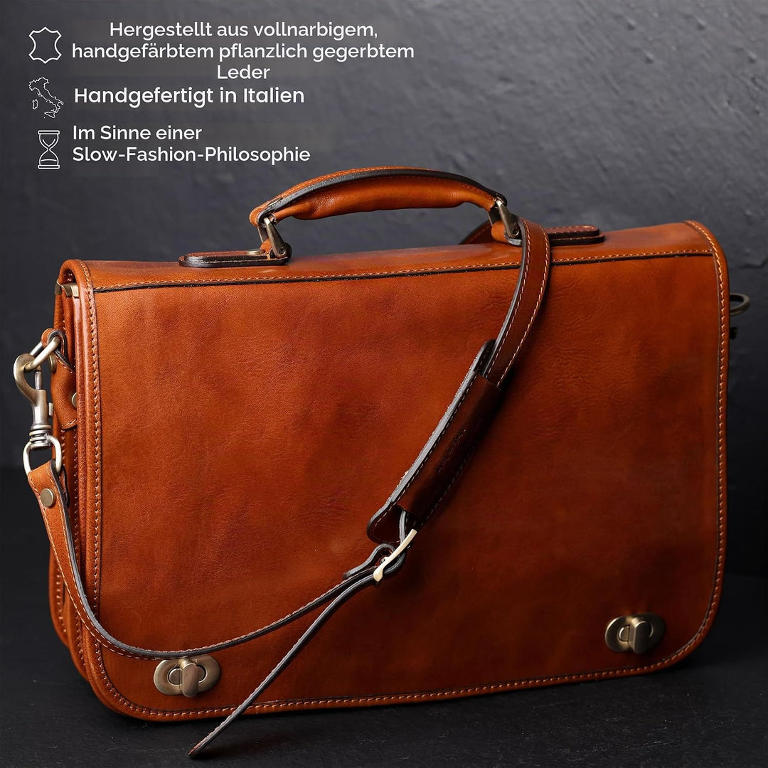 Time Resistance Leder Aktentasche Handgefertigte Umhängetasche Laptop Tasche für bis zu 15 Zoll Lapt