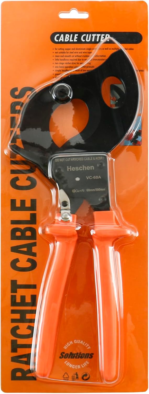 Heschen Ratschen-Kabelschneider VC-60A für 60 mm/500 mm² Abisolierzange, Hand-Crimpzange