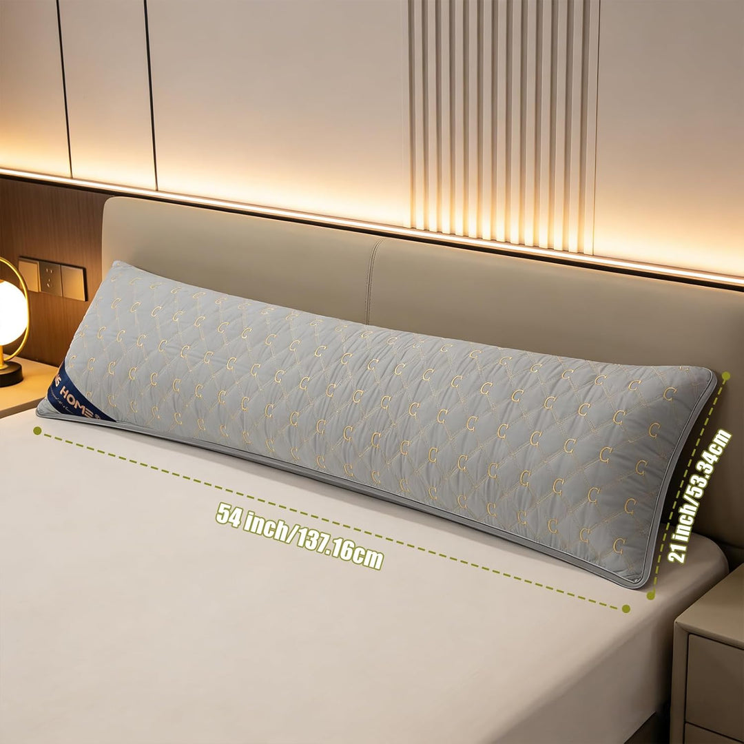 Chilling Home Seitenschläferkissen mit Bezug, Bestickte Schwangerschaftskissen Body Pillow, 137 x 53