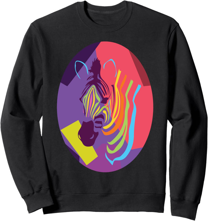 Afrikanische Tiere - Buntes Gestreiftes Zebra Sweatshirt