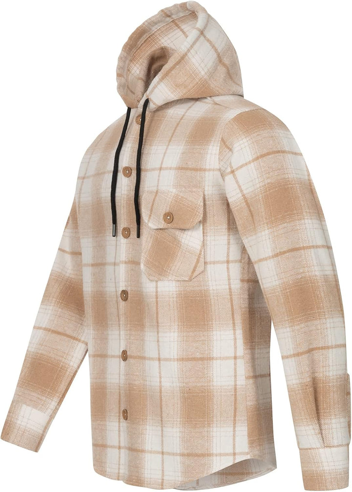 Rock Creek Herren Hemd Kariert Kapuzenhemd M65 XXL Beige - H326, XXL Beige - H326