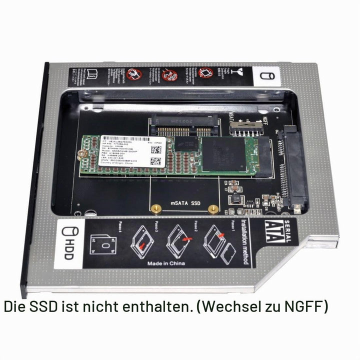 chenyang Universelles 9,5mm M.2 NGFF/mSATA SSD zu SATA Zweit SSD HDD Festplatten Caddy Upgrade Erwei