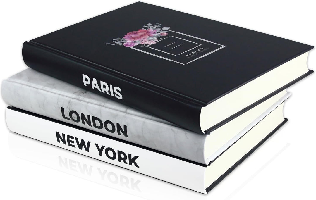 SOMEDA® Deko-Bücher 3er Set, Paris London New York, echte Bücher mit leeren Seiten, für Wohnzimmer K