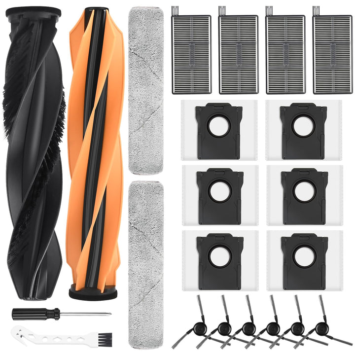 22 Stück Zubehör für Dreame Aqua10 Ultra Track Complete Saugroboter, 2 Hauptbürste, 6 Staubbeutel, 2