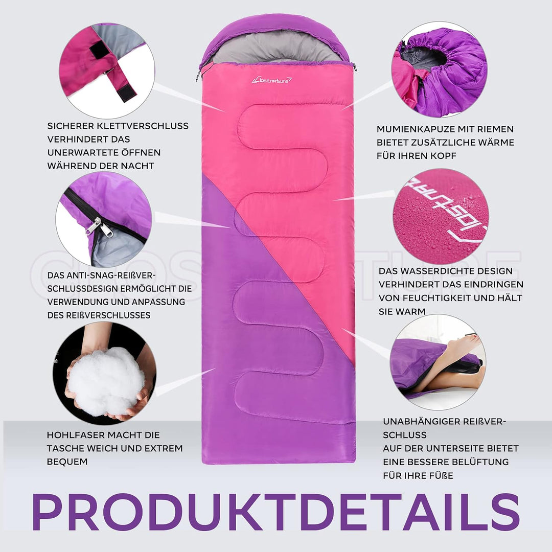 Clostnature Leichter Schlafsack für Camping – Outdoor Lässiger Deckenschlafsäcke mit Kleines Packmas