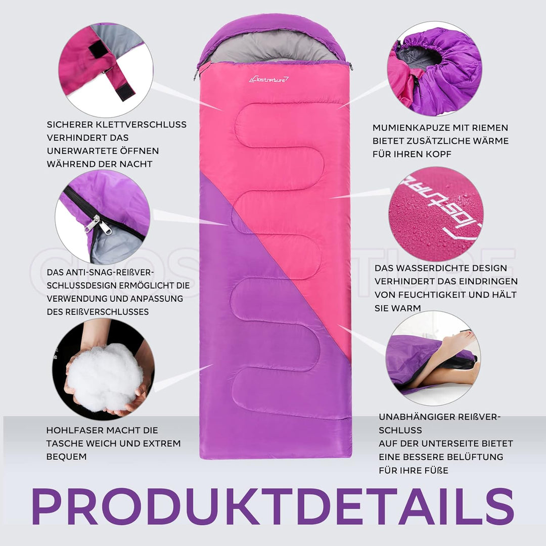 Clostnature Leichter Schlafsack für Camping – Outdoor Lässiger Deckenschlafsäcke mit Kleines Packmas