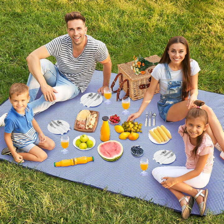 Weidenkorb für 4 Personen, Vintage Picknickkorb Set, mit Kühlfach, Wasserdichter Decke, Besteck, für