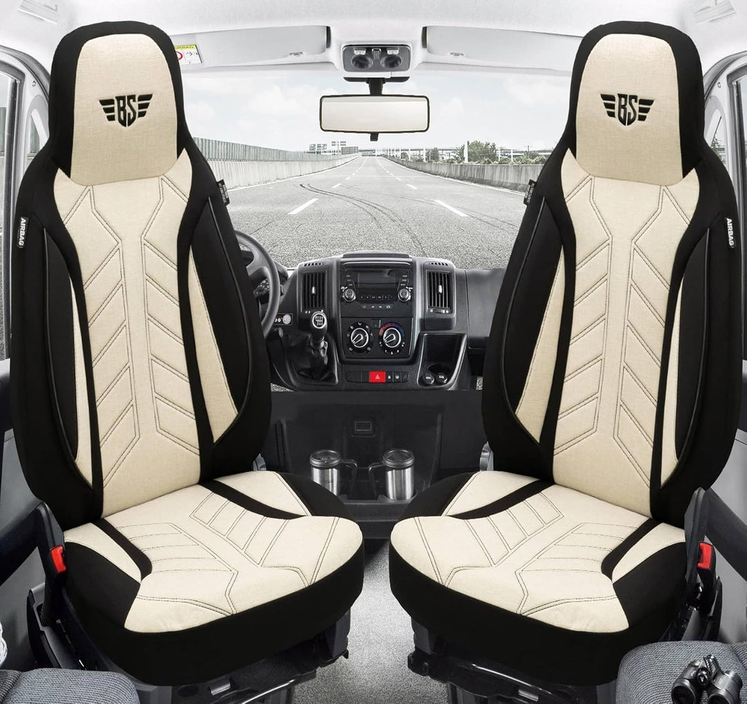 BREMER SITZBEZÜGE Mass Sitzbezüge Schonbezüge für Ford Fiesta MK 7 PLKT207 PLKT207 - Schwarz/Beige F