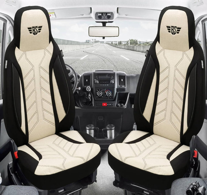 BREMER SITZBEZÜGE Mass Sitzbezüge Schonbezüge für Ford Fiesta MK 7 PLKT207 PLKT207 - Schwarz/Beige F