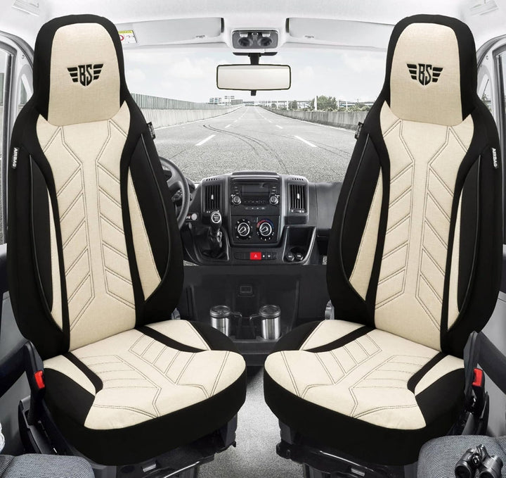 BREMER SITZBEZÜGE Mass Sitzbezüge Schonbezüge für VW T6 T6.1 Caravelle PLKT207 PLKT207 - Schwarz/Bei