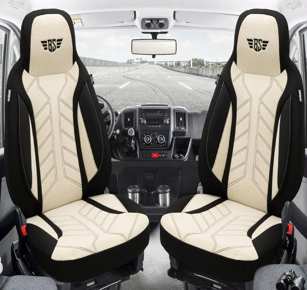 BREMER SITZBEZÜGE Mass Sitzbezüge Schonbezüge für Skoda Scala PLKT207 PLKT207 - Schwarz/Beige Scala,