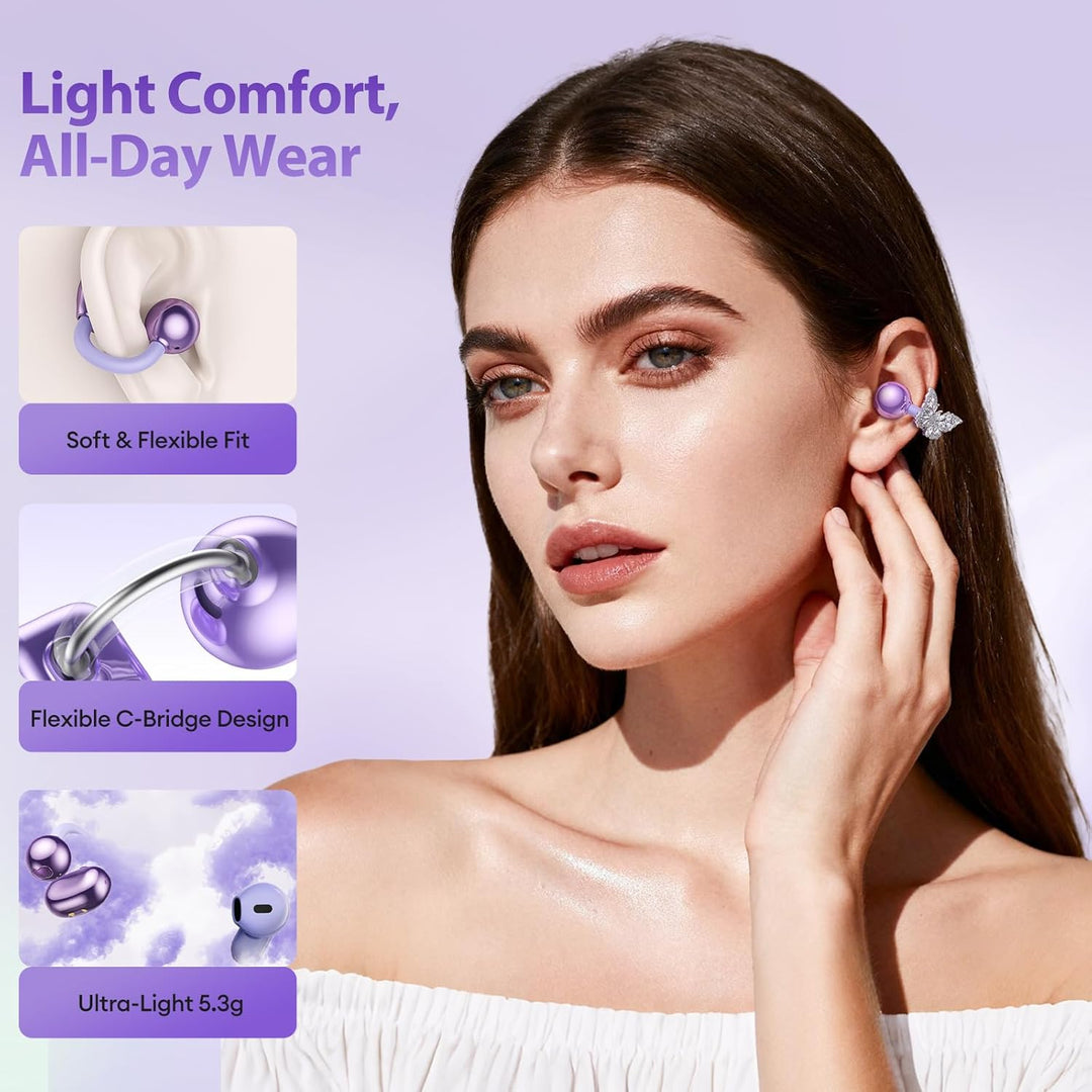 PAXA 3-in-1-Ohrringe Open Ear Kopfhörer, Stylische Modische Open Ear Kabellose Clip kopfhörer In Ear