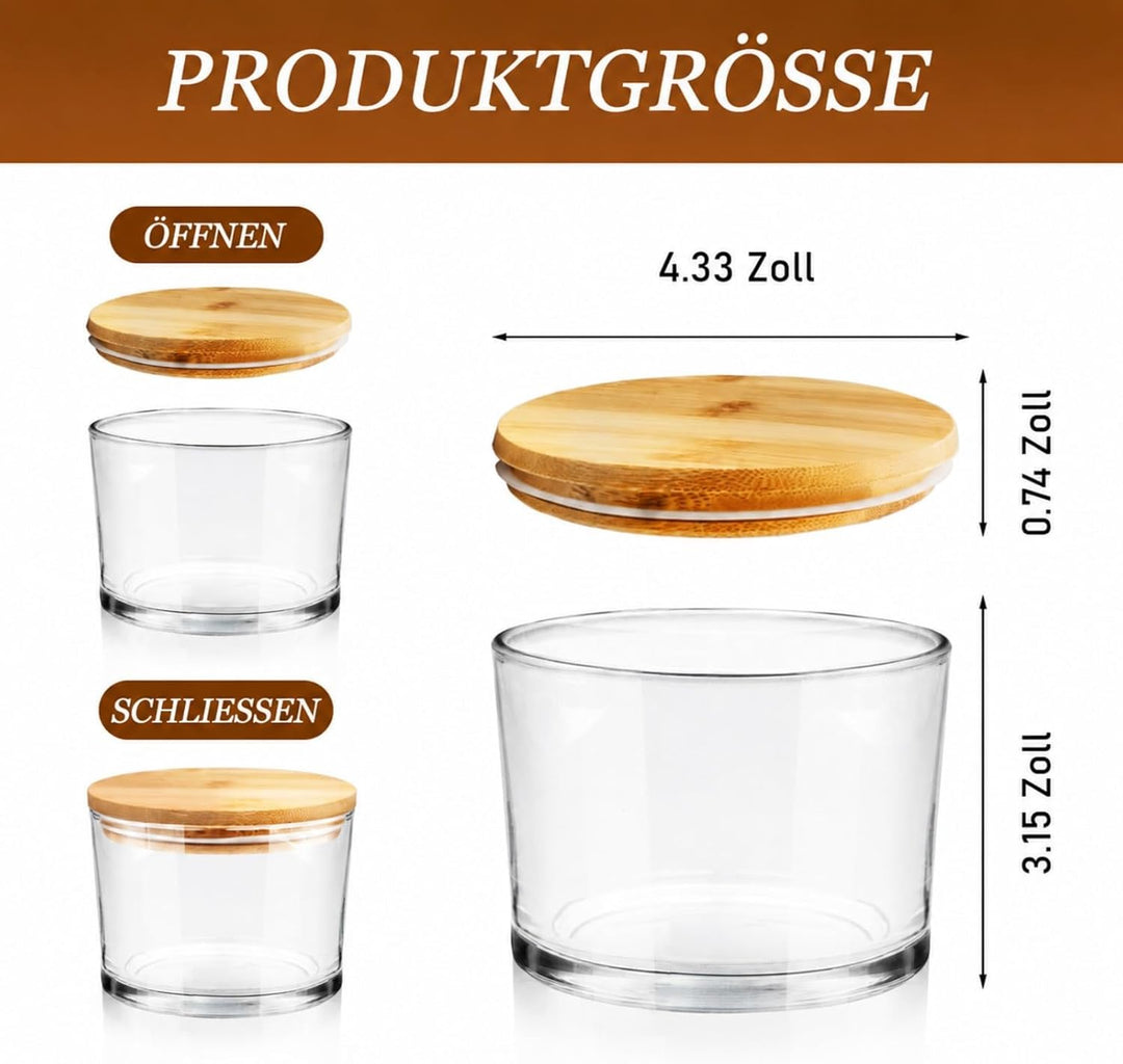 9 Stück 470 ml klarem Glas-Kerzengläser für Kerzenherstellung, Leere Kerzengläser mit luftdichten Ba