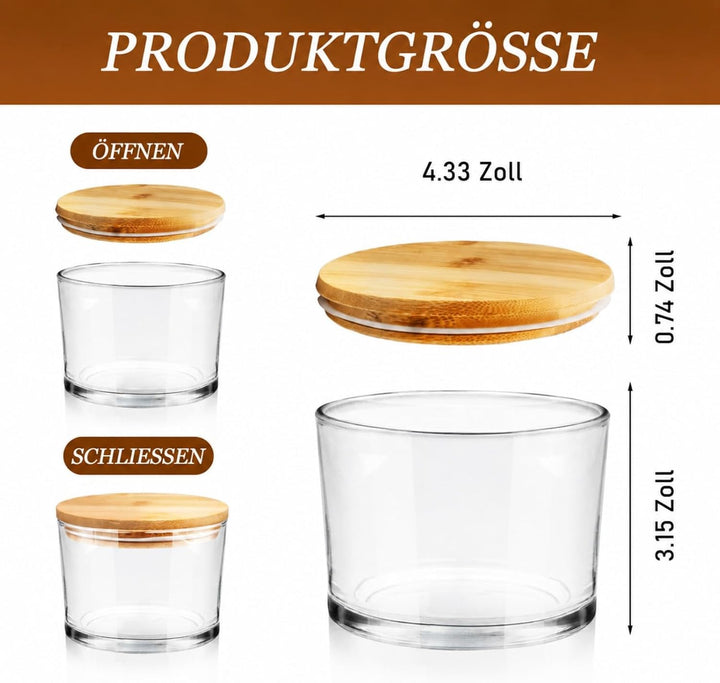 9 Stück 470 ml klarem Glas-Kerzengläser für Kerzenherstellung, Leere Kerzengläser mit luftdichten Ba
