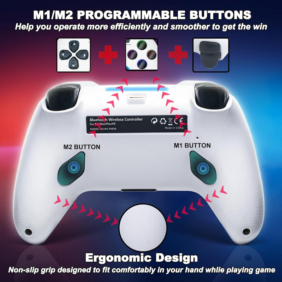 DuLingKer Wireless Controller Kompatibel für PS4/Pro/Slim, Hall Effect Controller mit Hall Joysitck/