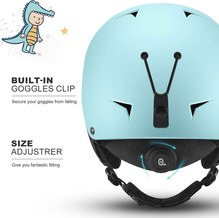 Odoland Kinder Skihelm und Skibrille Set, Snowboardhelm für Jungen und Mädchen, Verstellbar Schneehe