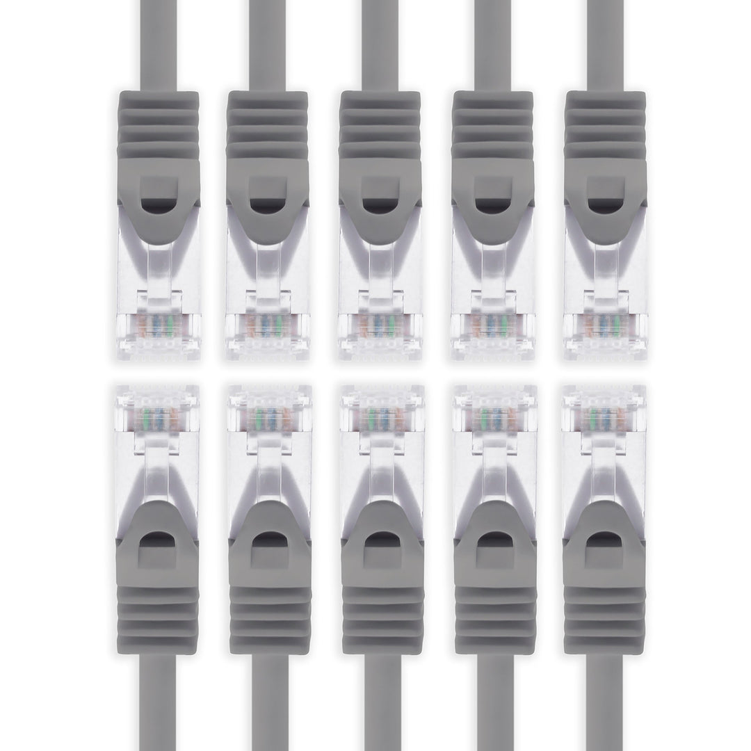 7,5m - grau - 10 Stück Cat7 Netzwerkkabel SFTP Patchkabel Lankabel Rohkabel 10GB/s - 500 Mhz konfekt