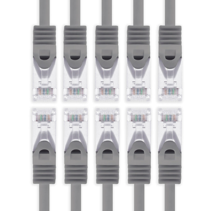 7,5m - grau - 10 Stück Cat7 Netzwerkkabel SFTP Patchkabel Lankabel Rohkabel 10GB/s - 500 Mhz konfekt