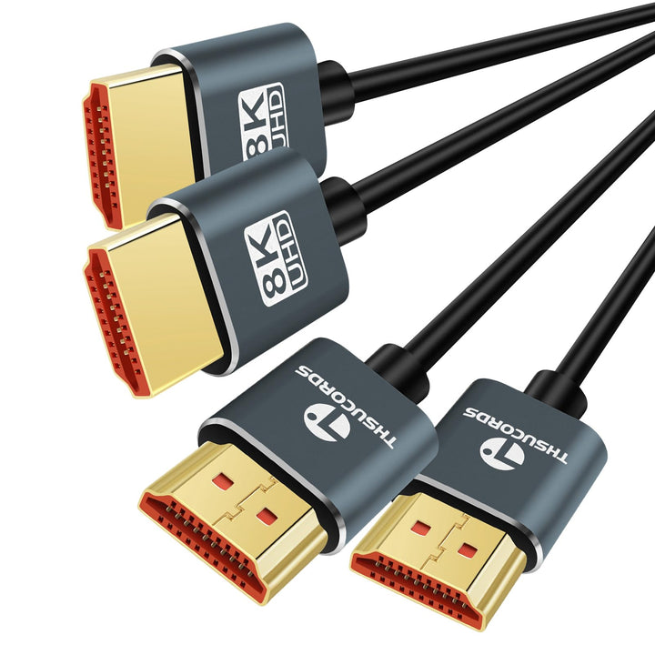 Ultradünne 8K 4K HDMI Kabel 1M 2 Stück, Schlanke Flexible Weiche Hochgeschwindigkeits HDMI 2.1 Unter