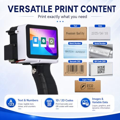 Handheld Tintenstrahldrucker, Handheld Drucker 12,7 mm Tintenstrahldruckmaschine für Barcode Datumse