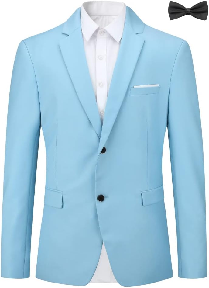 Allthemen Sakko Herren Slim Fit Sportlich Anzugjacke mit Fliege Zwei Knöpfe Herren Blazer für Busine