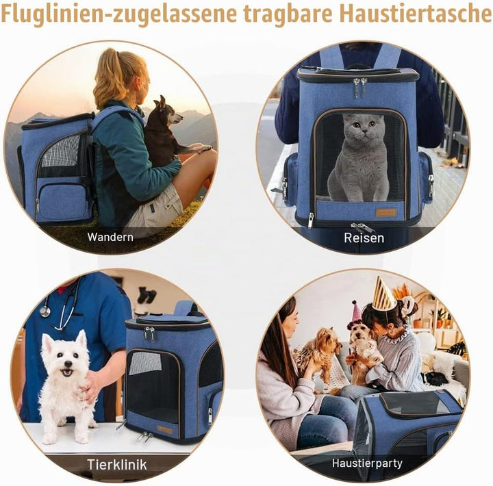 Lekesky Gross Katzenrucksack Hunderucksack für Katzen und Hunde bis 8-10kg, Erweiterbar Faltbare Hau