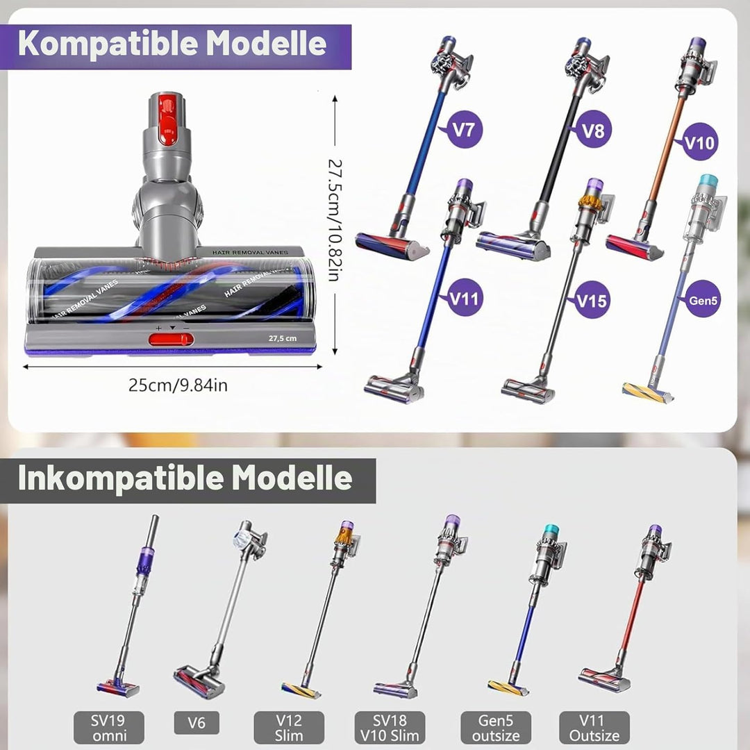 Chuancheng Verbesserter hohem Drehmoment Bürstenkopf für Dyson V7 V8 V10 V11 V15 Gen5 Detect, verwic