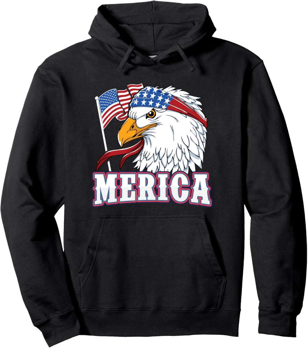Adler mit USA Flagge Bandana Shirt US Amerika 4th of July Pullover Hoodie