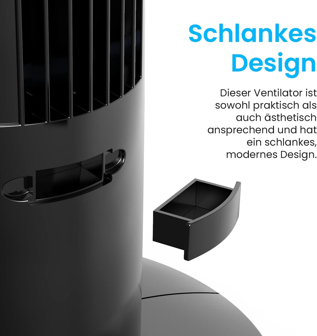 Pro Breeze Oszillierender Turmventilator - 76 cm Höhe, 70 Grad Oszillation, Säulenventilator mit 3 G