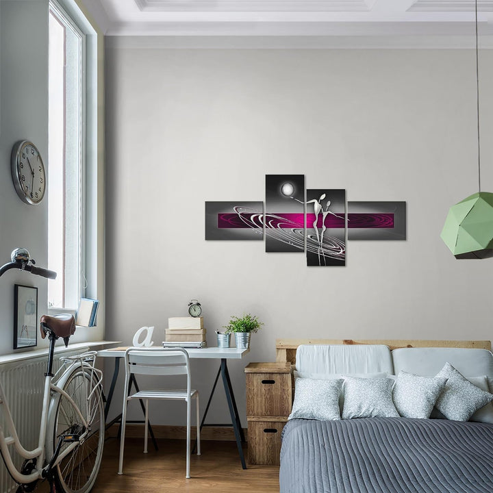 Runa Art Bild Modern Abstrakt Figuren - Made in Germany - Wandbilder Liebespaar Pink Grau 4 Teilig 3