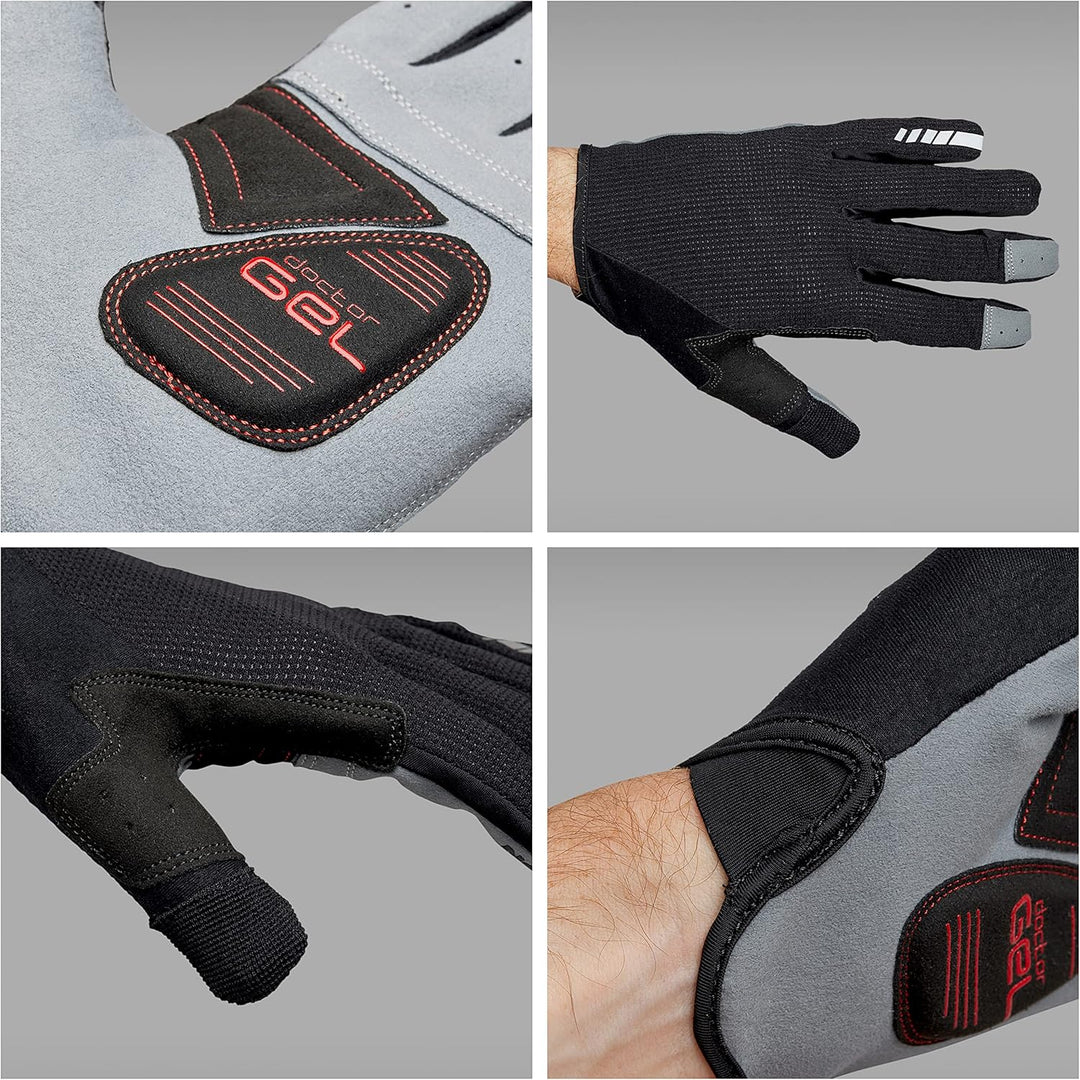 GripGrab Shark Gepolsterte Langfinger Mountainbike Gravel Handschuhe rutschfeste Vollfinger Sommer F