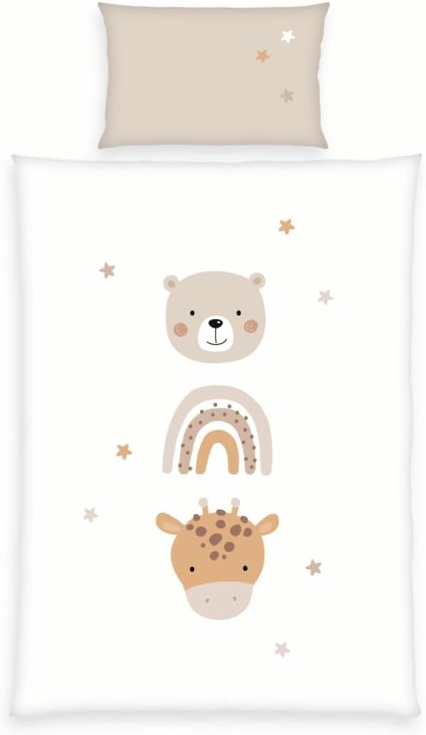 Herding babybest Little Friends Bettwäsche, Kopfkissenbezug 40 x 60 cm mit Hoteleinschlag, Bettbezug