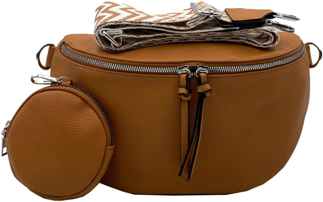 stylx Crossbody Bag Damen Leder Breiter Gurt Handtasche Umhängetasche Moderne Taschen mit breitem Sc
