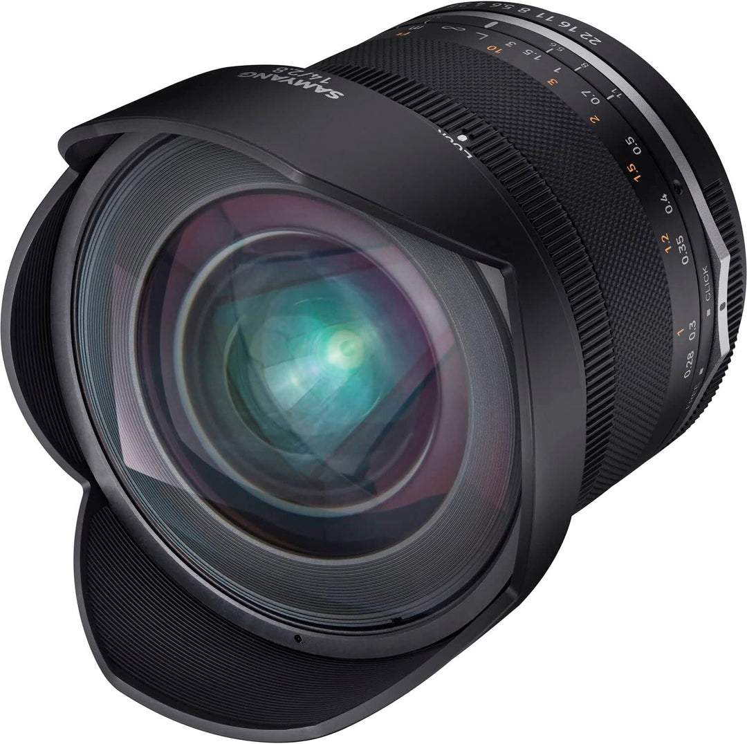 Samyang 22985 MF 14mm F2,8 MK2 für Canon EF – Weitwinkel Objektiv manueller Fokus für Vollformat und