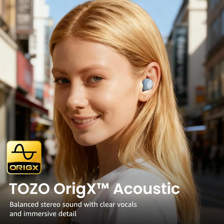 TOZO A1 In-Ear Kopfhörer Kabellos Bluetooth 5.3 mit 2 Mikrofonen für KI-Anrufe, App-Steuerung, 32 St