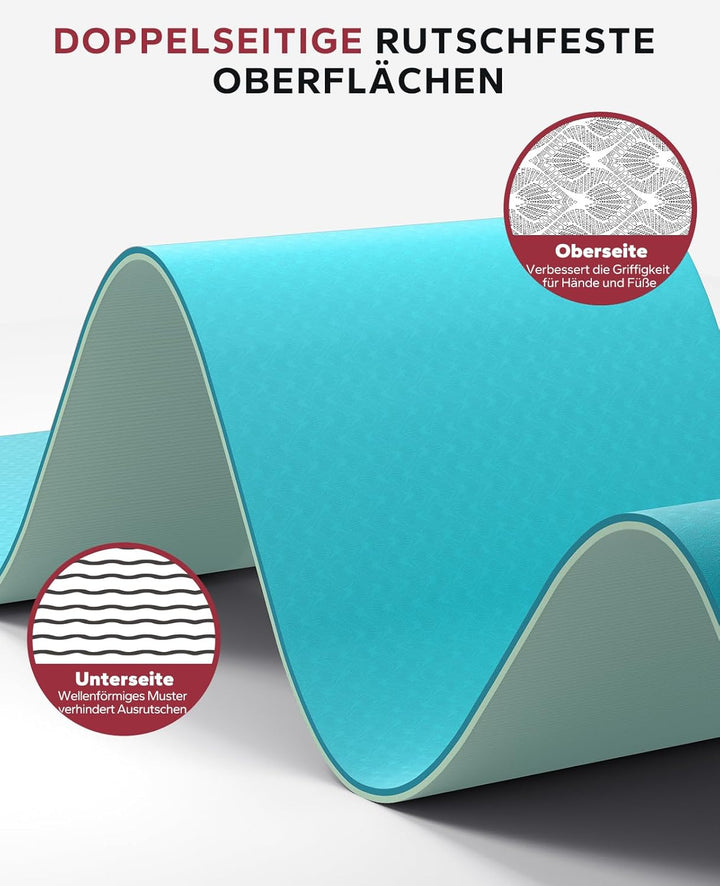 HAPBEAR Yogamatte XXL - 183cmx91cmx6mm Dicke, Extra Gross Rutschfest Breit Yoga Matte, Gymnastikmatt