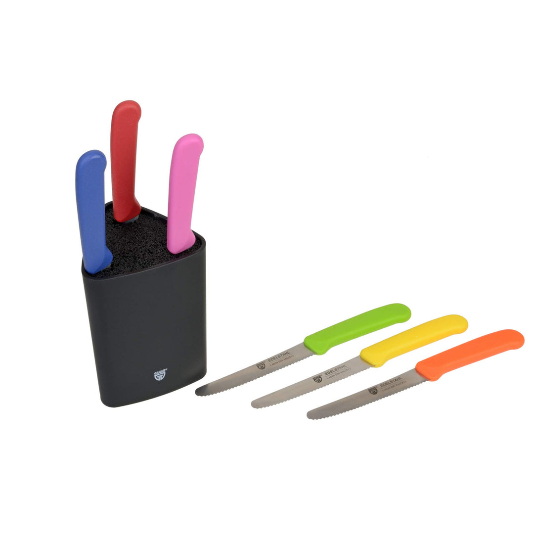 GRÄWE Universal-Messerblock, klein, schwarz mit 6 Brötchenmessern Bunt, Bunt