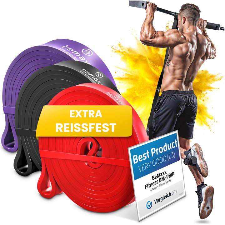Fitnessband Pull Up Resistance Band, Klimmzughilfe + Trainings-eBook - DAS Klimmzug Widerstandsband