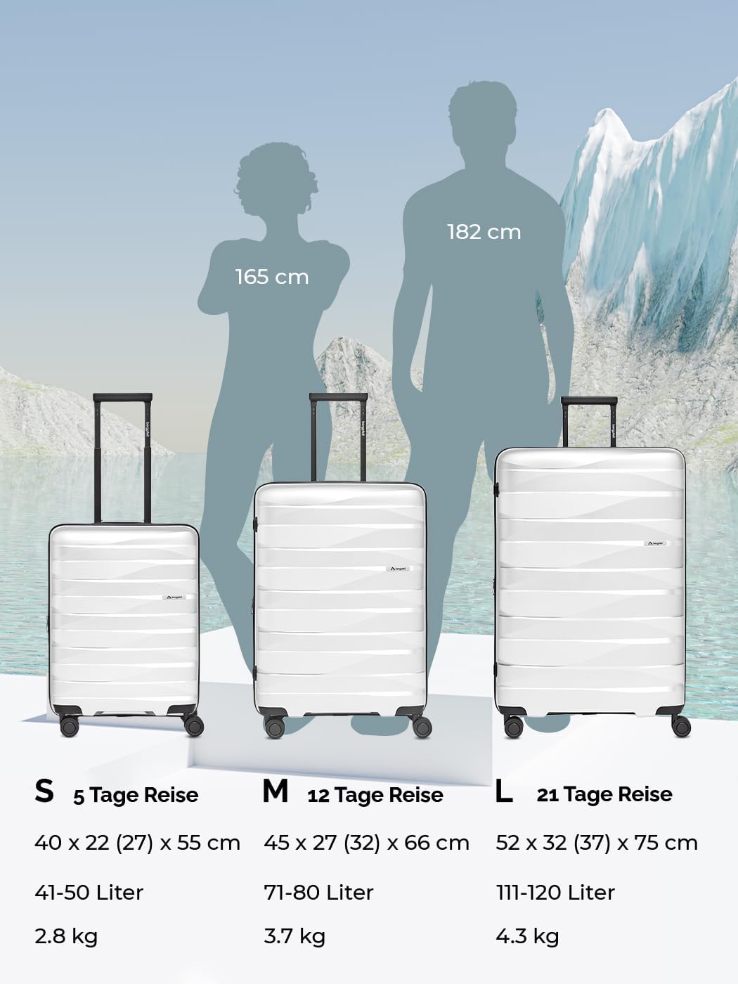 Reisekoffer M Hartschalenkoffer leicht 67 cm | Medium Trolley Unisex Polypropylen nur 3,5 kg langleb