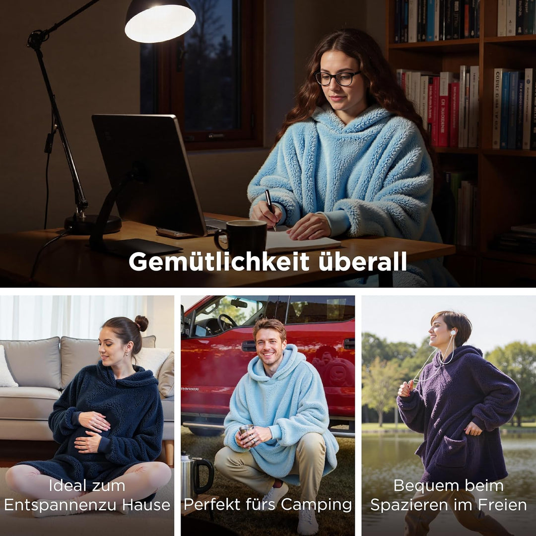 BEDSURE Hoodie Decke mit Ärmeln Deckenpullover - Tragbare Decke zum Anziehen Erwachsene XXL, Übergro