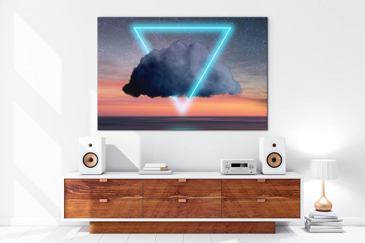 deyoli Dreieck Wolken Logo Format: 80x60 als Leinwandbild, Motiv fertig gerahmt auf Echtholzrahmen,