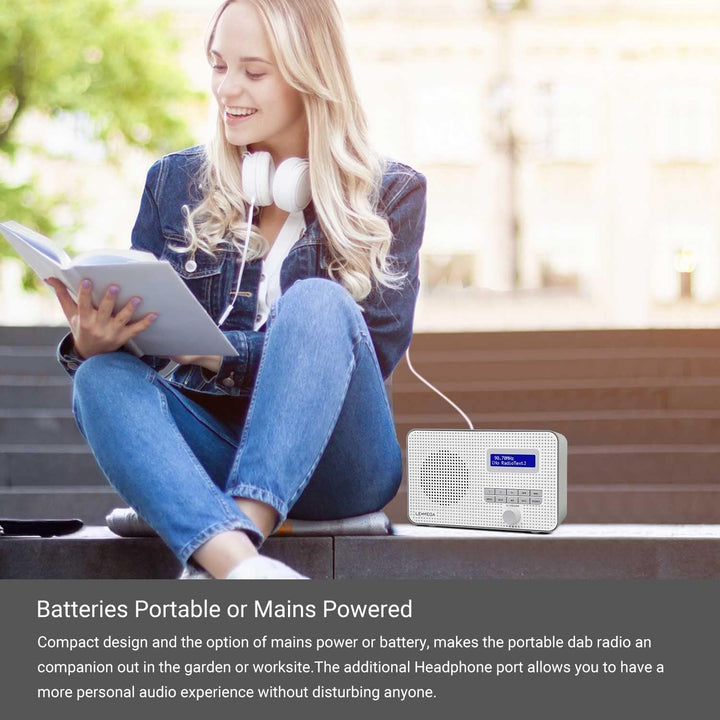 LEMEGA DR1 Tragbares DAB/DAB+ und UKW-Digitalradio,DAB-Radio mit Handbedienung,Doppelalarm,Schlummer