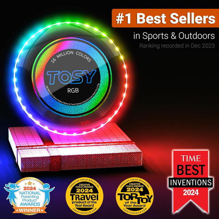 TOSY Flying Disc – 16 Millionen RGB-Farben oder 36 LEDs, Hell, Smart-Modi, automatisches Aufleuchten