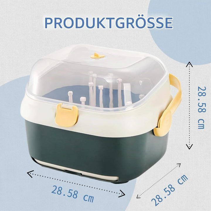 Kingrol Abtropfgestell für Babyflaschen mit Abdeckung für Zuhause, Küche, Reisen, grosse Kapazität,
