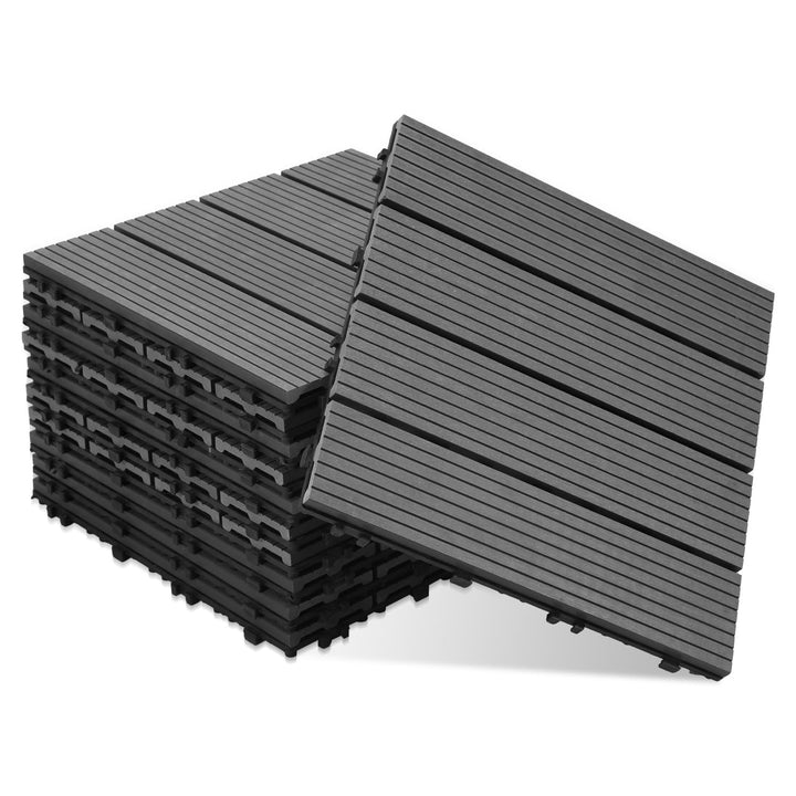 Gimisgu WPC Terrassenfliesen Holzoptik, Balkonfliesen Klicksystem Terrassendielen Klickfliese Kunsts