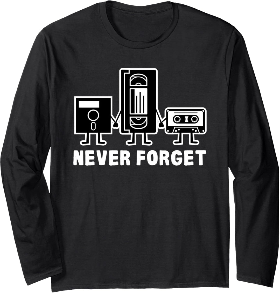 Retro Vintage Never Forget Kassette Tape Langarmshirt