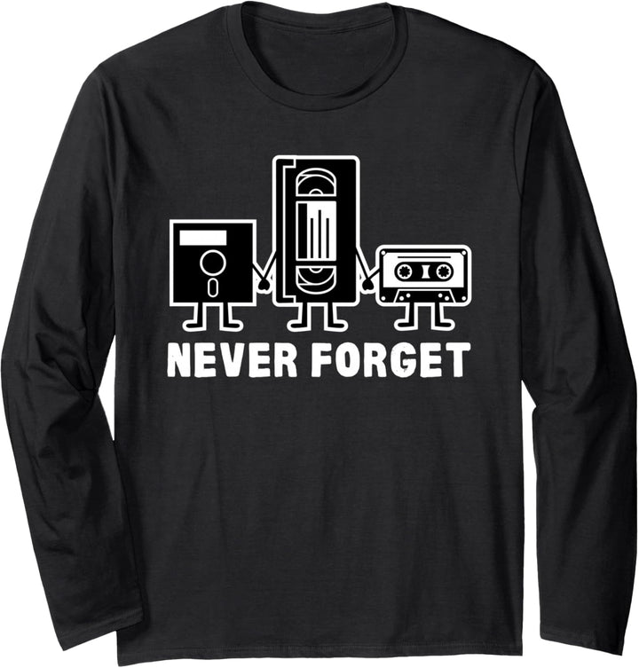 Retro Vintage Never Forget Kassette Tape Langarmshirt