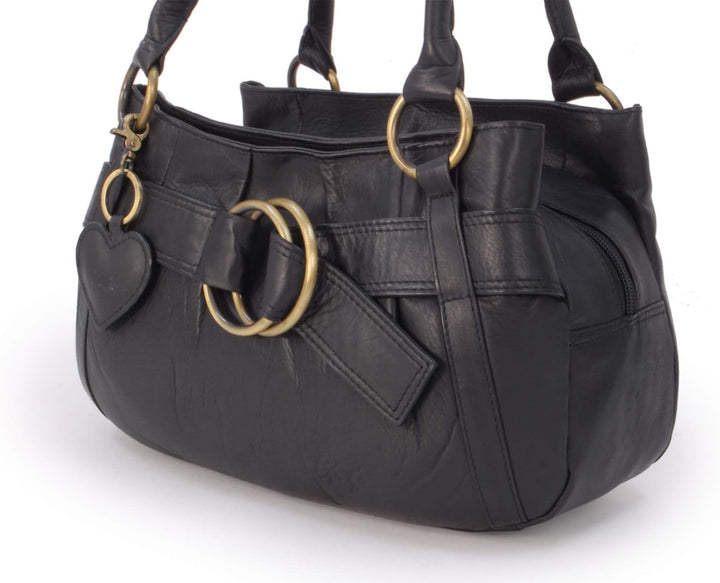 Gigi - Leder - Damenhandtasche/Schultertasche - OTHELLO 4466" Schwarz, Schwarz