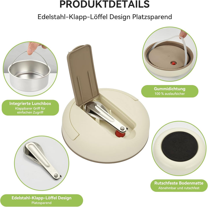 OTraki Thermobehälter Essen 1200ml, Lunchbox Thermo mit Löffel, Wärmebehälter für Speisen Kinder, Ed